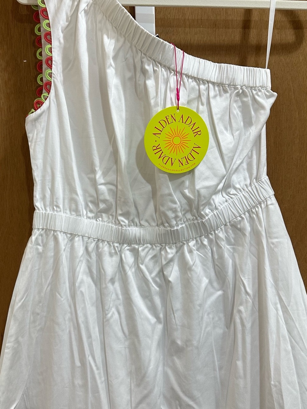 Alden Adair White One-Shoulder Maxi Dress with Elastic Waist
